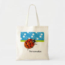 Mariquita floral azul de moda con nombre bolsas