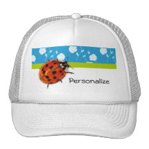 Mariquita floral azul de moda con nombre gorros bordados