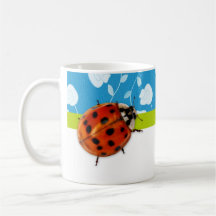 Mariquita floral azul de moda con nombre taza