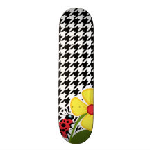 Mariquita; Houndstooth negro y blanco Patín Personalizado