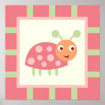Mariquita rosada de los insectos lindos poster
