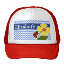 Mariquita y flor; Modelo azul de Chevron Gorra