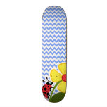 Mariquita y flor; Modelo azul de Chevron Patines Personalizados