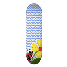 Mariquita y flor; Modelo azul de Chevron Patines Personalizados