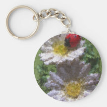 Mariquita y margaritas llavero personalizado