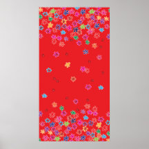 Mariquitas y flores retras posters