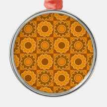 marrón y naranja del flower power de los años 70 r adorno para reyes