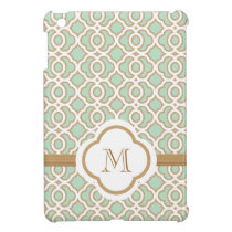 Marroquí con monograma del oro de verde menta fundas ipad mini