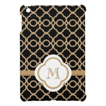 Marroquí negro del oro del andl del monograma fundas ipad mini