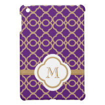 Marroquí púrpura con monograma del oro fundas ipad mini
