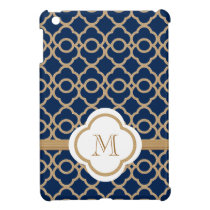 Marroquí púrpura con monograma del oro fundas ipad mini