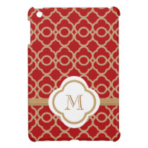 Marroquí rojo con monograma del oro fundas ipad mini
