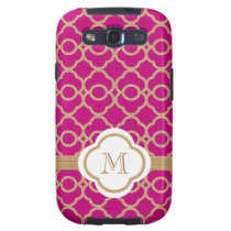 Marroquí rosado fucsia del oro del monograma cárcasas casemate