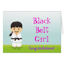Martial Arts Black Belt Girl Congratulations Card カード