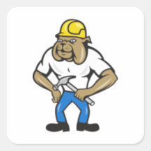 Martillo del trabajador de construcción del dogo etiqueta