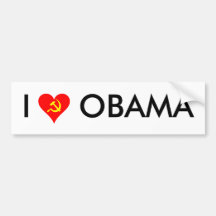 (Martillo y hoz) amor Obama de I [BLANCO] Etiqueta De Parachoque