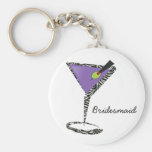martini púrpura elegante llaveros personalizados