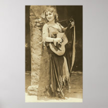 Mary Pickford y guitarra Poster