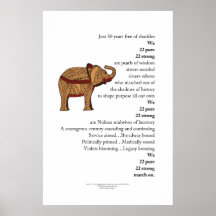 "Marzo en" el poster del elefante del poema
