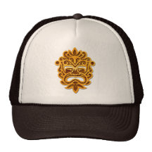 Máscara azteca de piedra gorros  