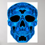 Máscara azul del horror del cráneo poster