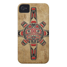 Máscara de piedra de Sun del Haida iPhone 4 Case-Mate Fundas