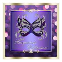 Mascarada brillante púrpura elegante de Bokeh de l Invitacion Personalizada