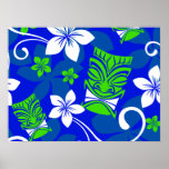 Máscaras florales de Tiki de la isla azul posters