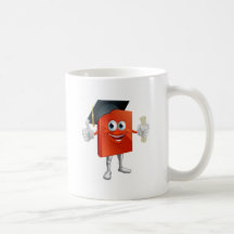 Mascota del libro de la graduación taza de café
