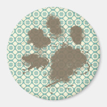 Mascota divertido; Floral azulverde y poner crema Imanes Para Frigoríficos