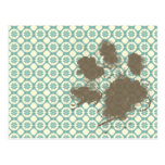 Mascota divertido; Floral azulverde y poner crema Tarjetas Postales