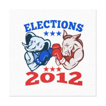 Mascota republicana 2012 del elefante del burro de impresiones en lona estiradas