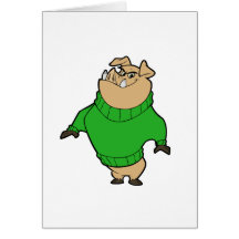 Mascota - verde del cerdo felicitación