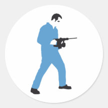 mason with drill hammer runde sticker
