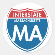 Massachusetts de un estado a otro mA Pegatinas Redondas