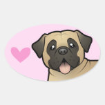 Mastín/amor de Bullmastiff Pegatina De Oval