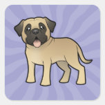 Mastín/Bullmastiff del dibujo animado Calcomanías Cuadradass Personalizadas
