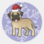 Mastín/Bullmastiff del navidad Pegatina Redonda