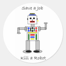 Mate a un robot pegatina redonda
