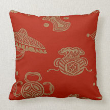 Materia textil del rojo del vintage almohada