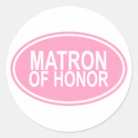 Matrona del honor que casa rosa oval pegatina redonda