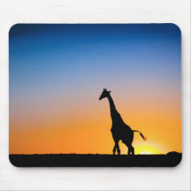 Mauspad Giraffe Sonnenuntergang