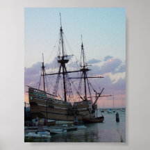 Mayflower II en la puesta del sol Posters