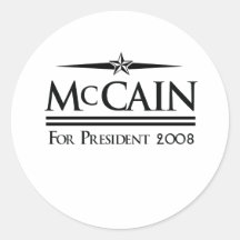 MCCAIN PARA EL PRESIDENTE 2008 PEGATINA REDONDA