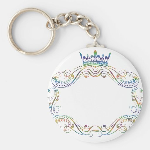 Medallón adornado del marco con la corona llavero personalizado