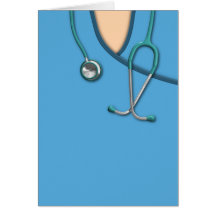 Médico azul friega felicitaciones