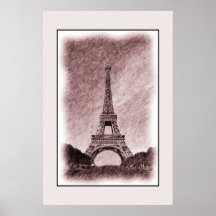 Medio de la torre Eiffel del dibujo Posters
