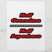 Medio super héroe de la media abuela tarjetas informativas