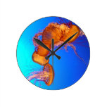 Medusas que brillan intensamente en reloj de agua 