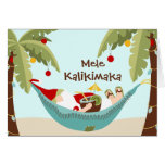 Mele Kalikimaka Santa tropical Felicitaciones